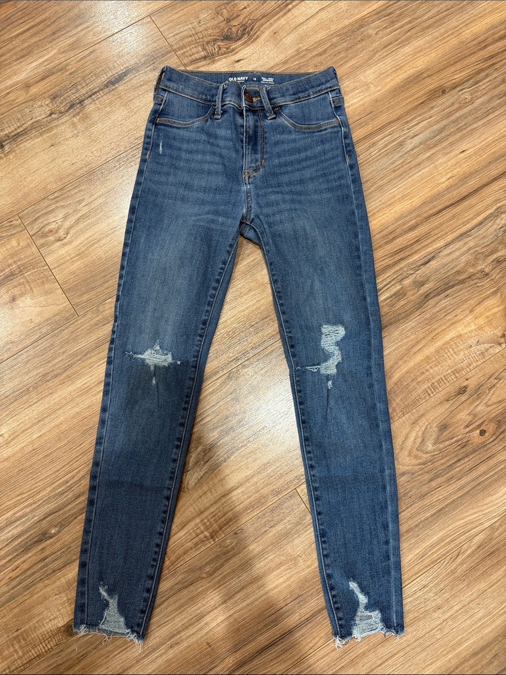 Old Navy Girls Blue Distressed High-Rise Skinny Jeans